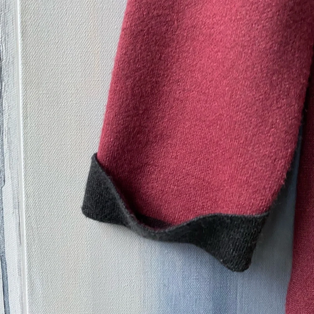 Nanette Lepore Nylon Blend Side Zipper Pullover Crew Neck Burgundy Sweater Large - Picture 2 of 7